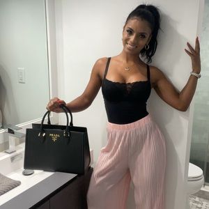 Woman Pink Pleated wide legs